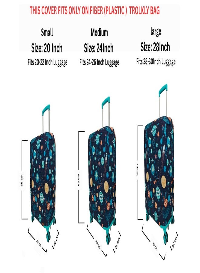 NT CREATION Printed Travel Luggage Cover for Suitcase - Stretchable & Scratchproof Trolley Bag Protector (1, Space Rocket, Large) - Image 3